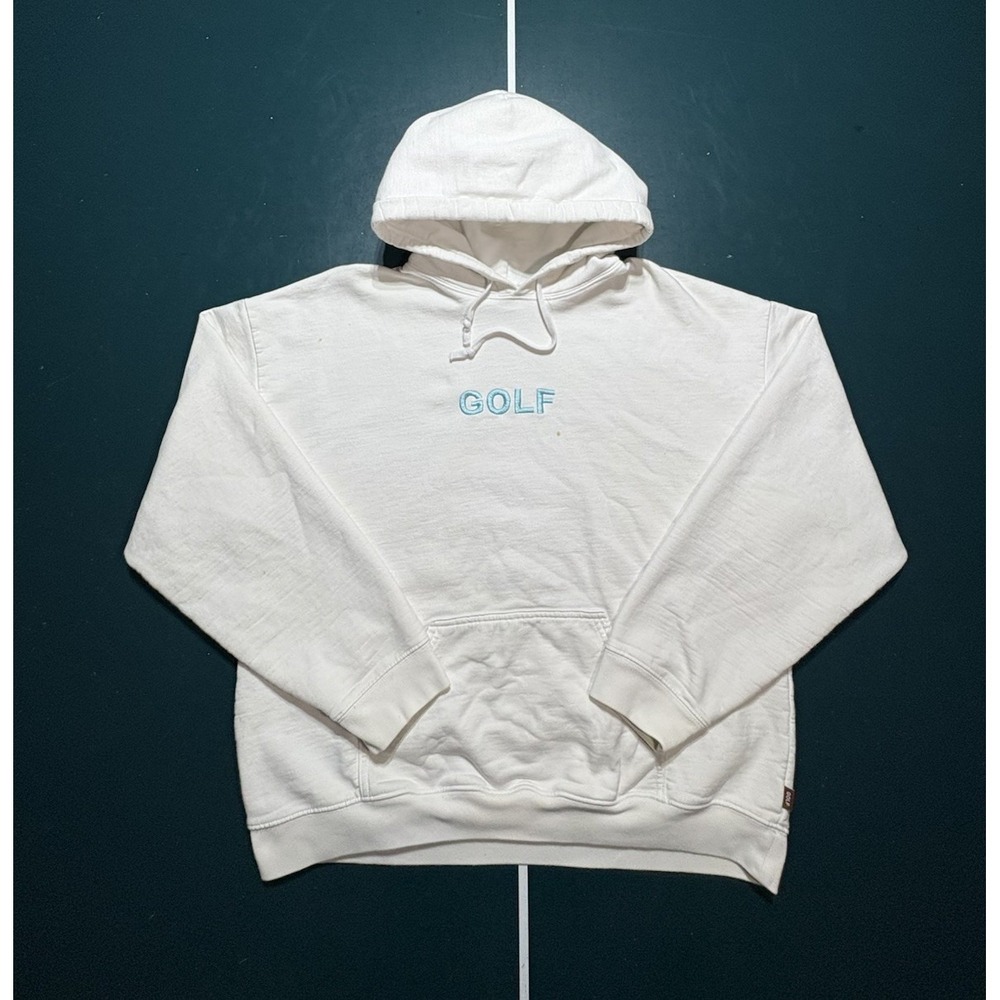 GOLF Wang 3D Logo Hoodie Sweatshirt Men's Size‎ XL White Blue Embroidered